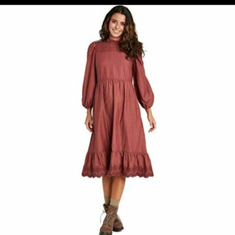 Pioneer-style Ruffle Neck Pretty Detail Dress